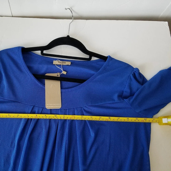 NWT Timeson blue sheer Pleated neck blouse sz.XXL - Picture 7 of 10